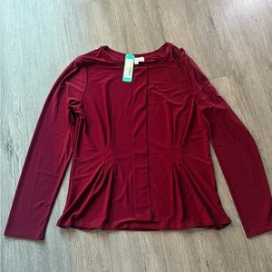 Gilli Deep Red Long Sleeve Top